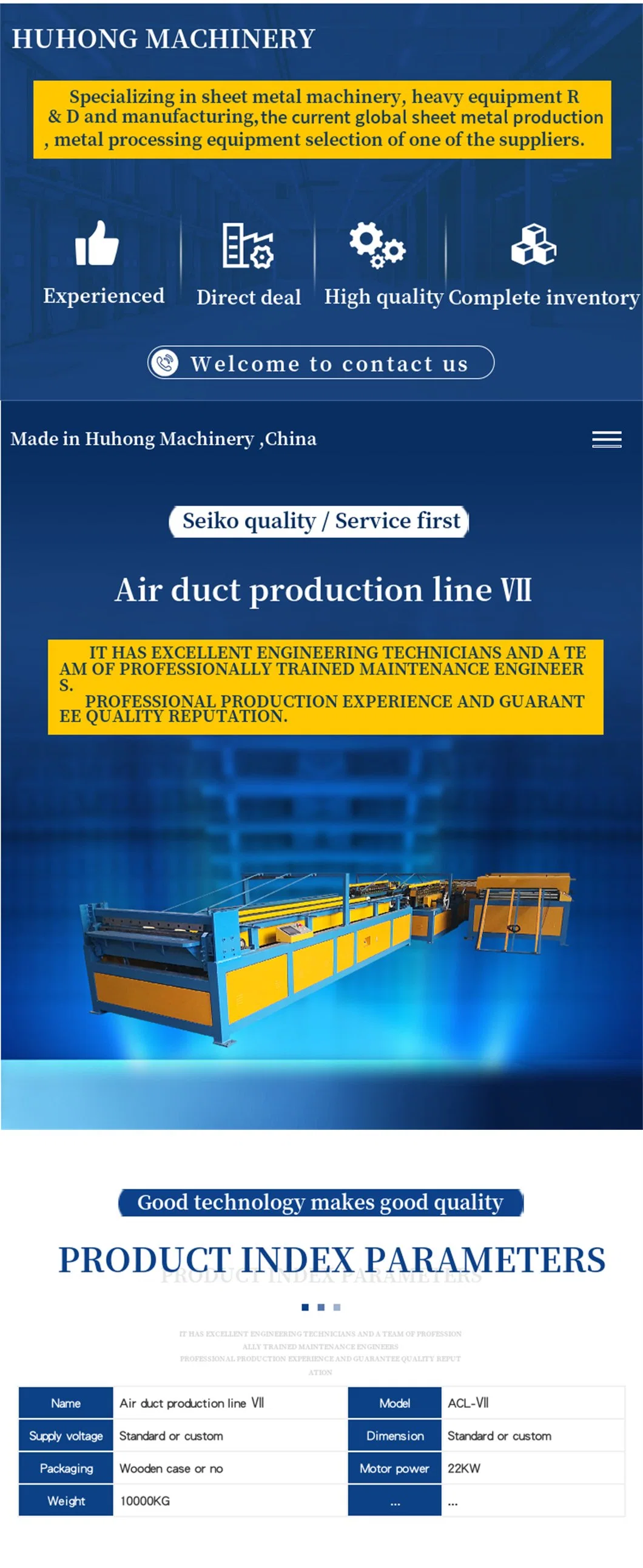HVAC Auto Square Rectangular Air Duct Production Line for Ventilation